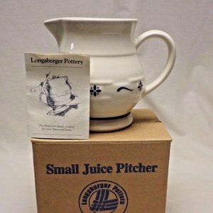 Longaberger Pottery Classic Blue Juice Pitcher  Roseville Ohio 1991 Original Box